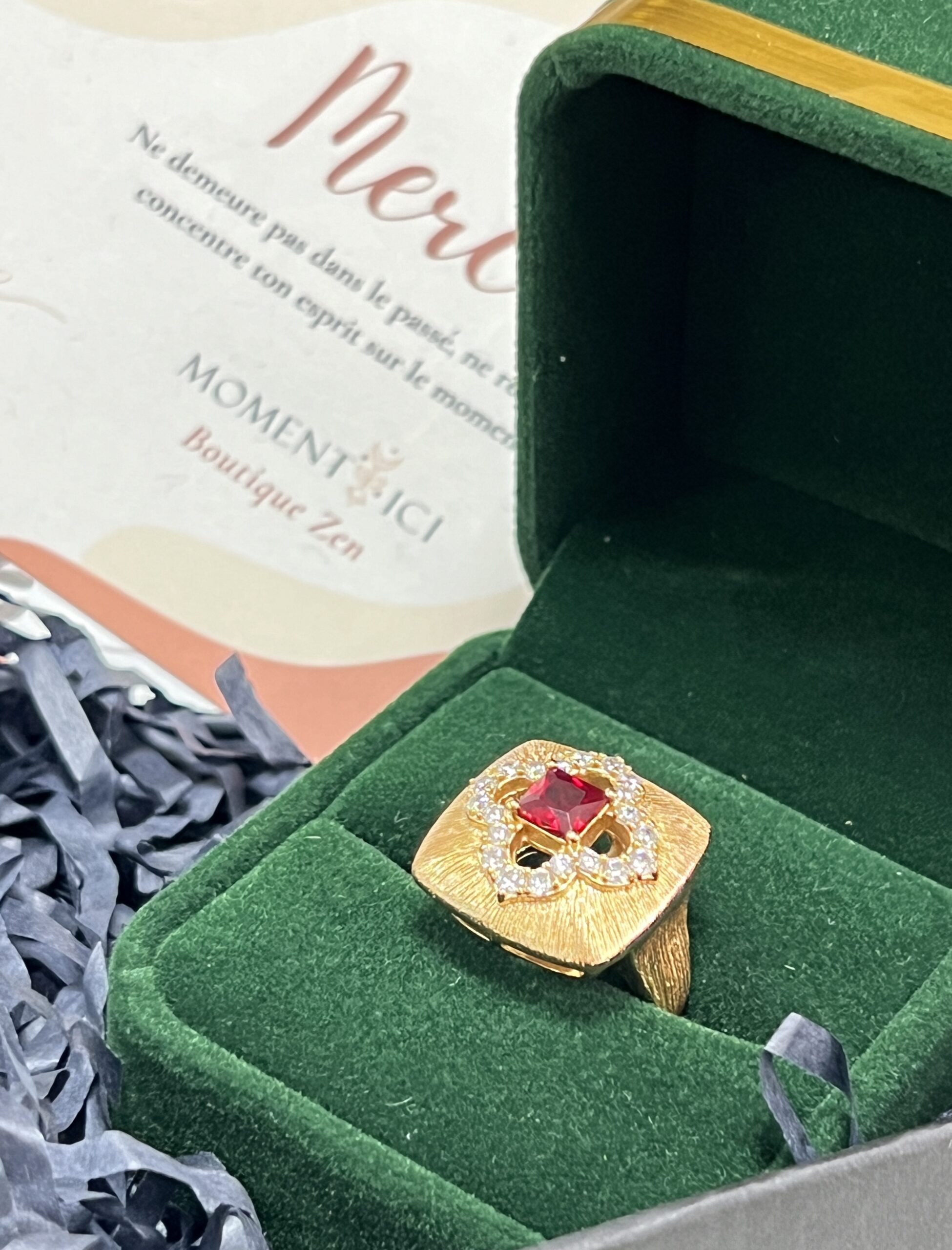 Bague Cornaline – Chance Florale, Argent Plaqué Or photo review