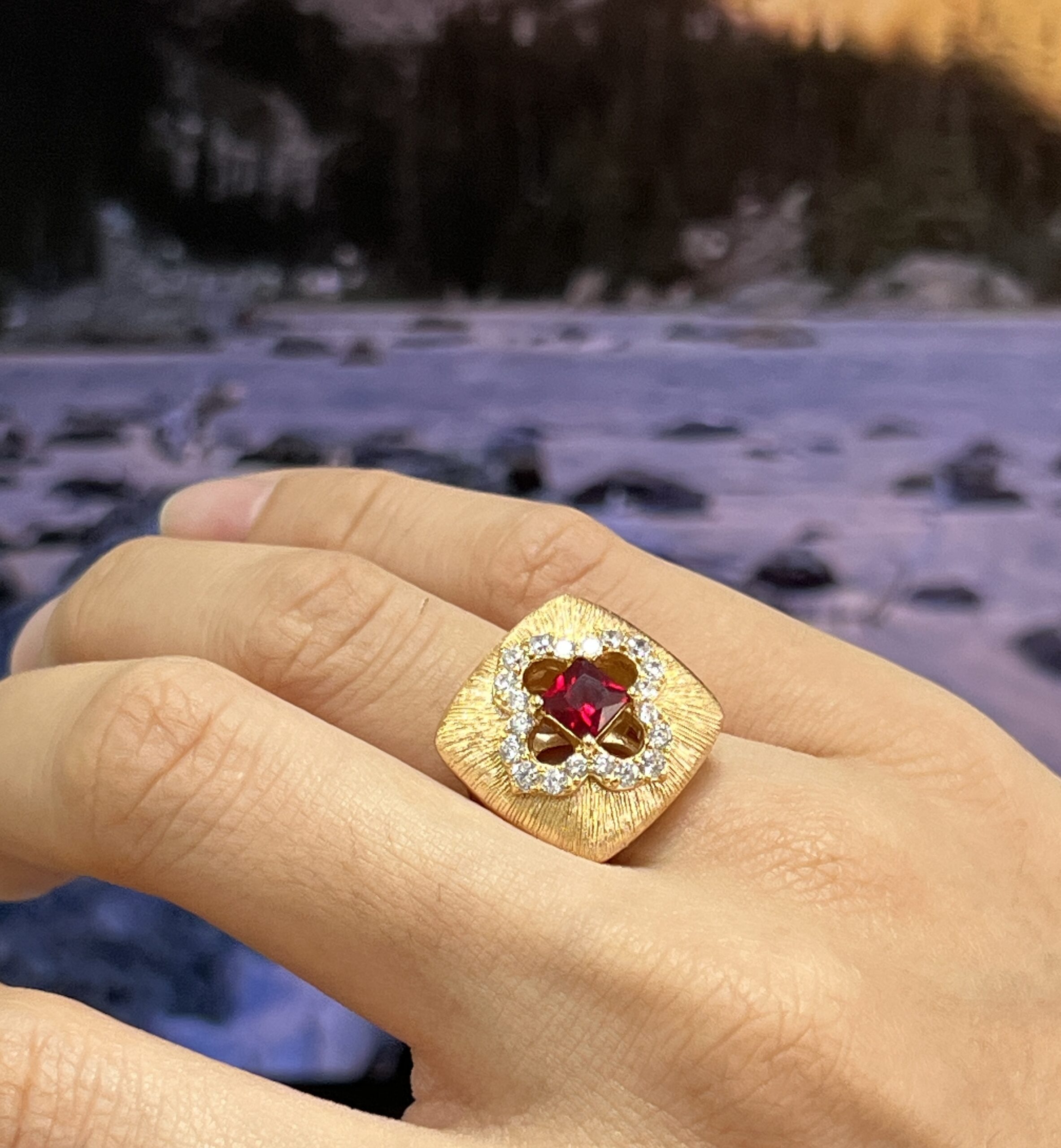 Bague Cornaline – Chance Florale, Argent Plaqué Or photo review