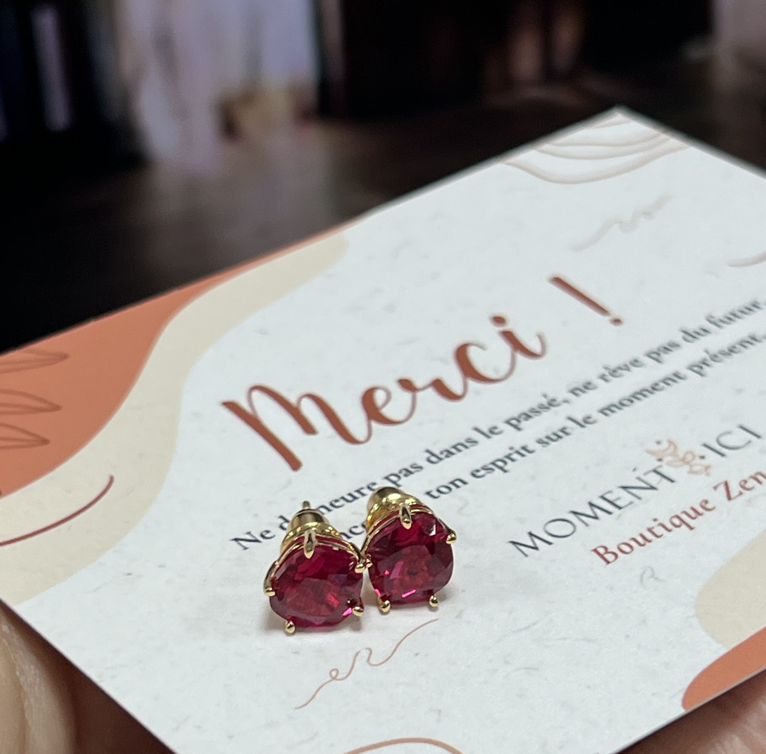 Boucles d'Oreilles Cornaline – Essence de Vie, Argent Plaqué Or photo review