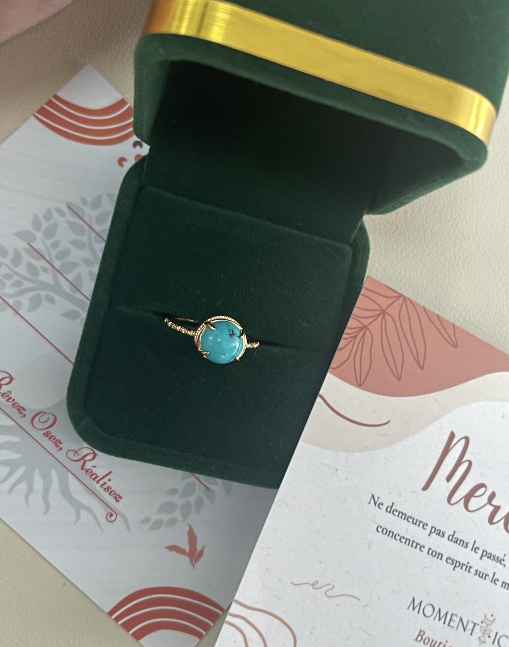 Bague Turquoise – Ovale Enchanté, Argent Plaqué Or photo review