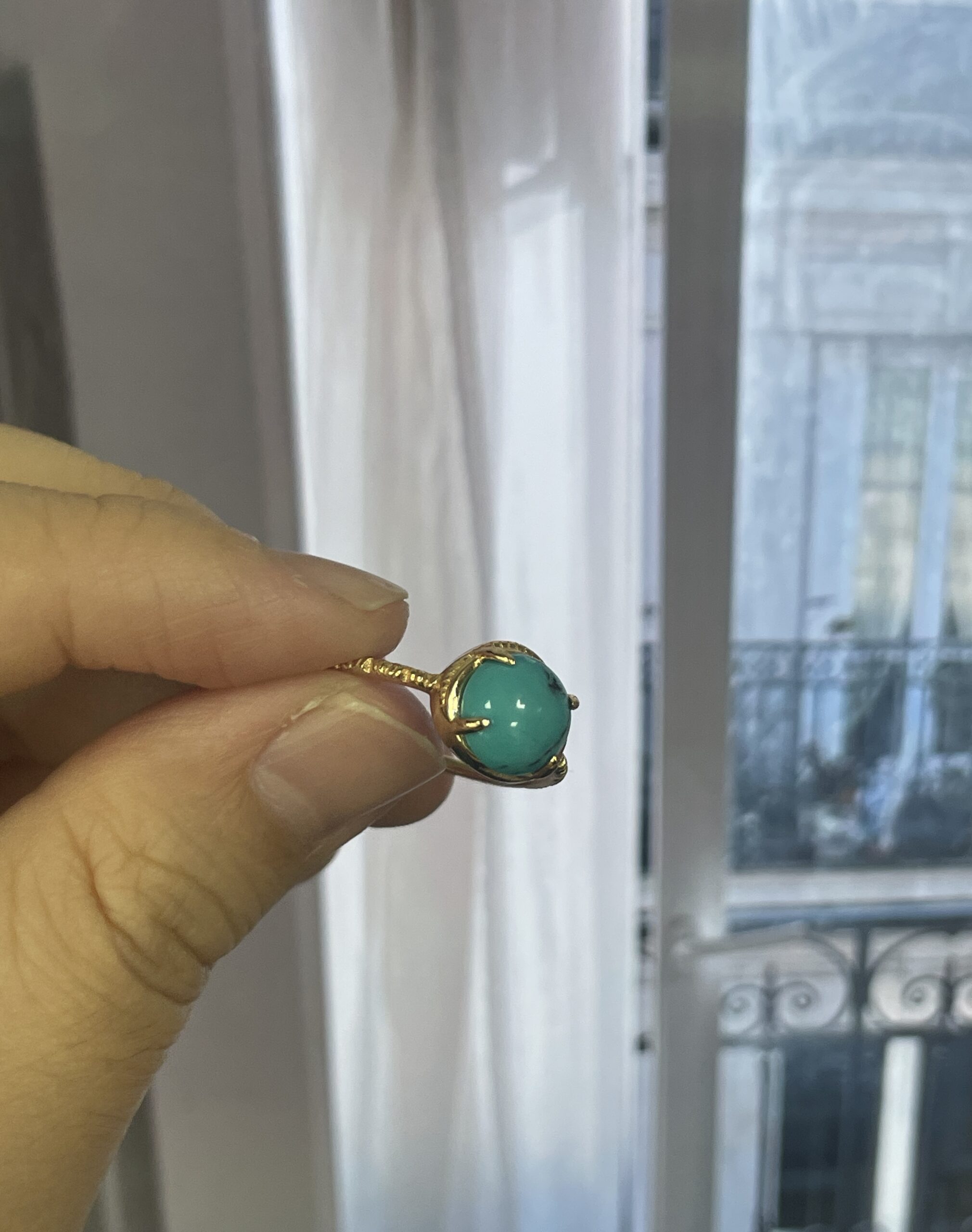 Bague Turquoise – Ovale Enchanté, Argent Plaqué Or photo review