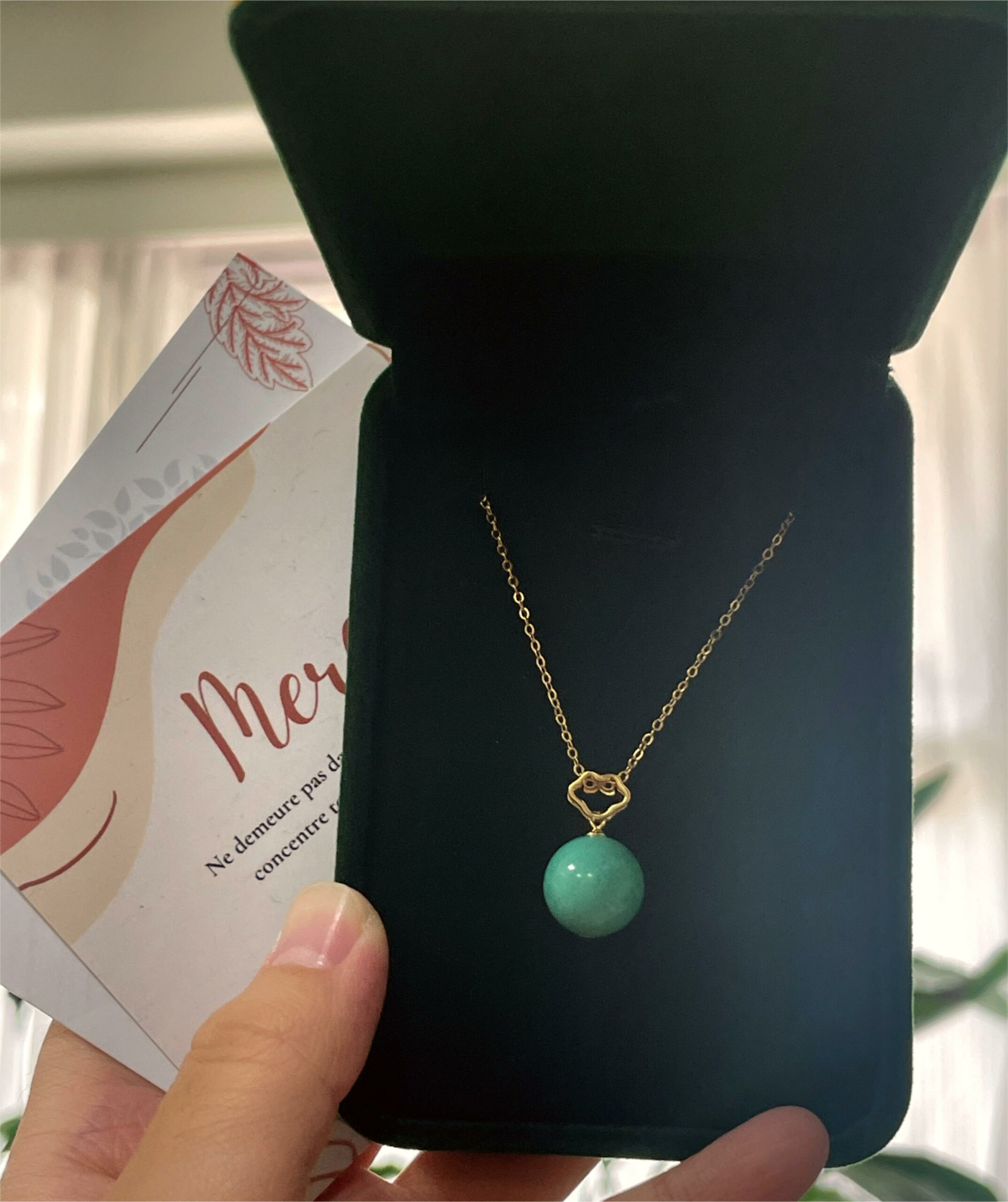 Collier Turquoise – Découpe Exquise, Argent Plaqué Or photo review