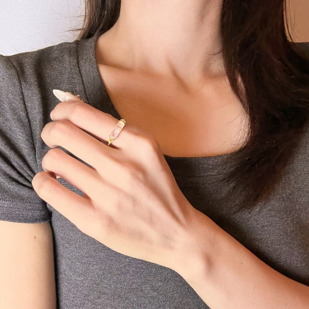 Bague Labradorite – Élan Lustré, Argent Plaqué Or