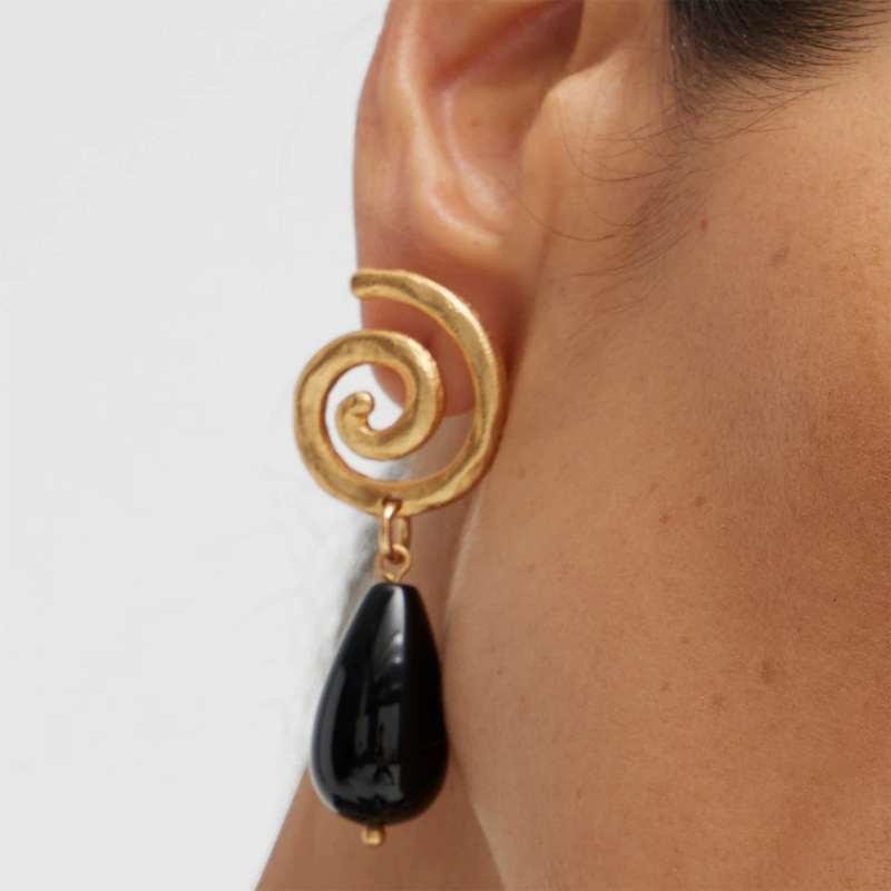 Boucles d'Oreilles Obsidienne – Vintage Spirale