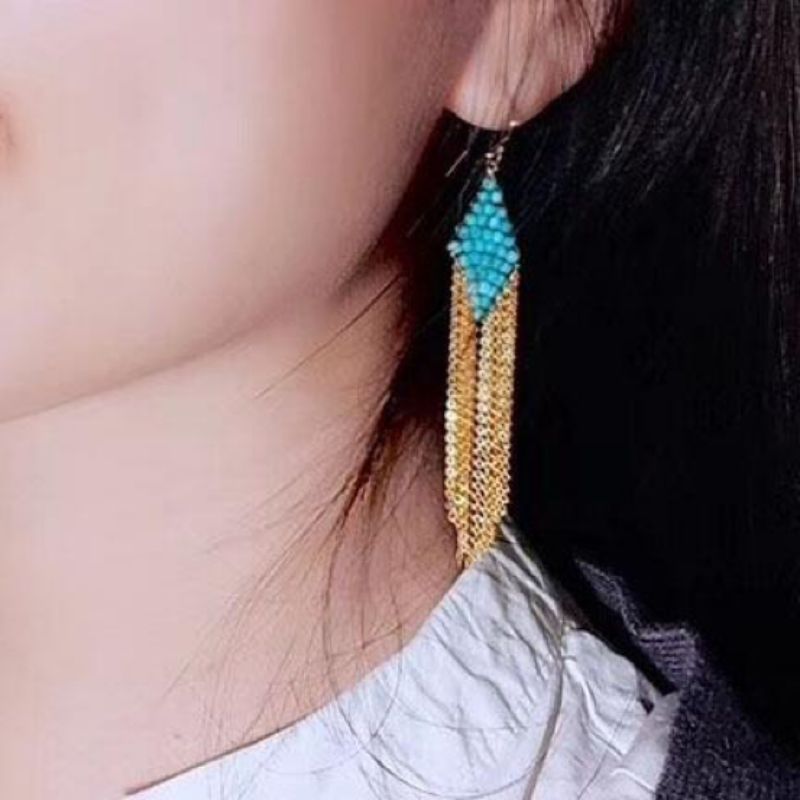 Boucles d'Oreilles Turquoise – Inspiration Ethnique, Argent Plaqué Or