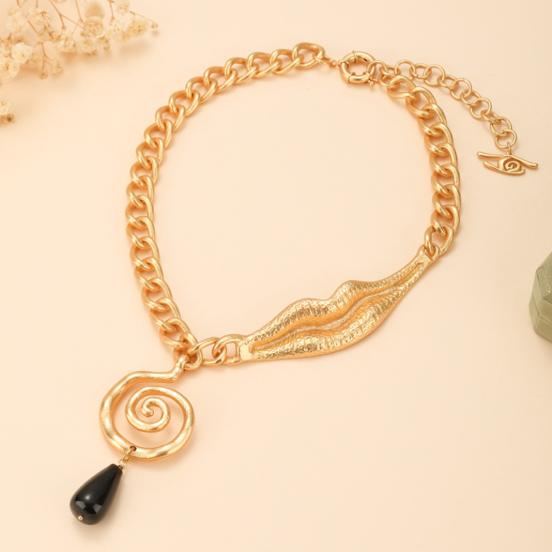 Collier Obsidienne – Vintage Spirale