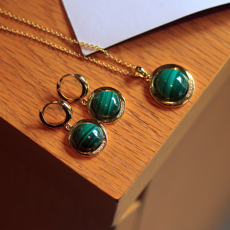 Collier Malachite – Harmonie Verte, Argent Plaqué Or photo review