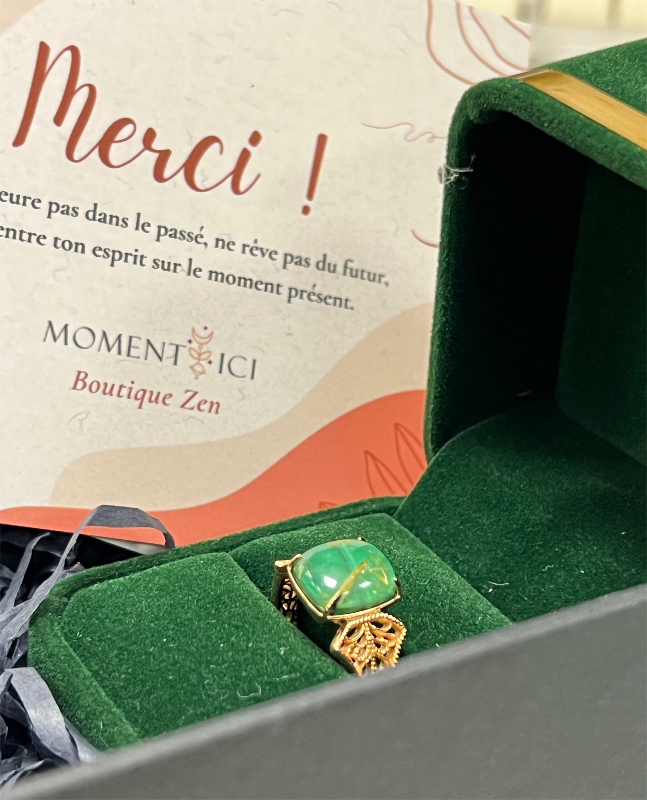 Bague Malachite et Quartz Rutile – Régal Impériale, Argent Plaqué Or photo review