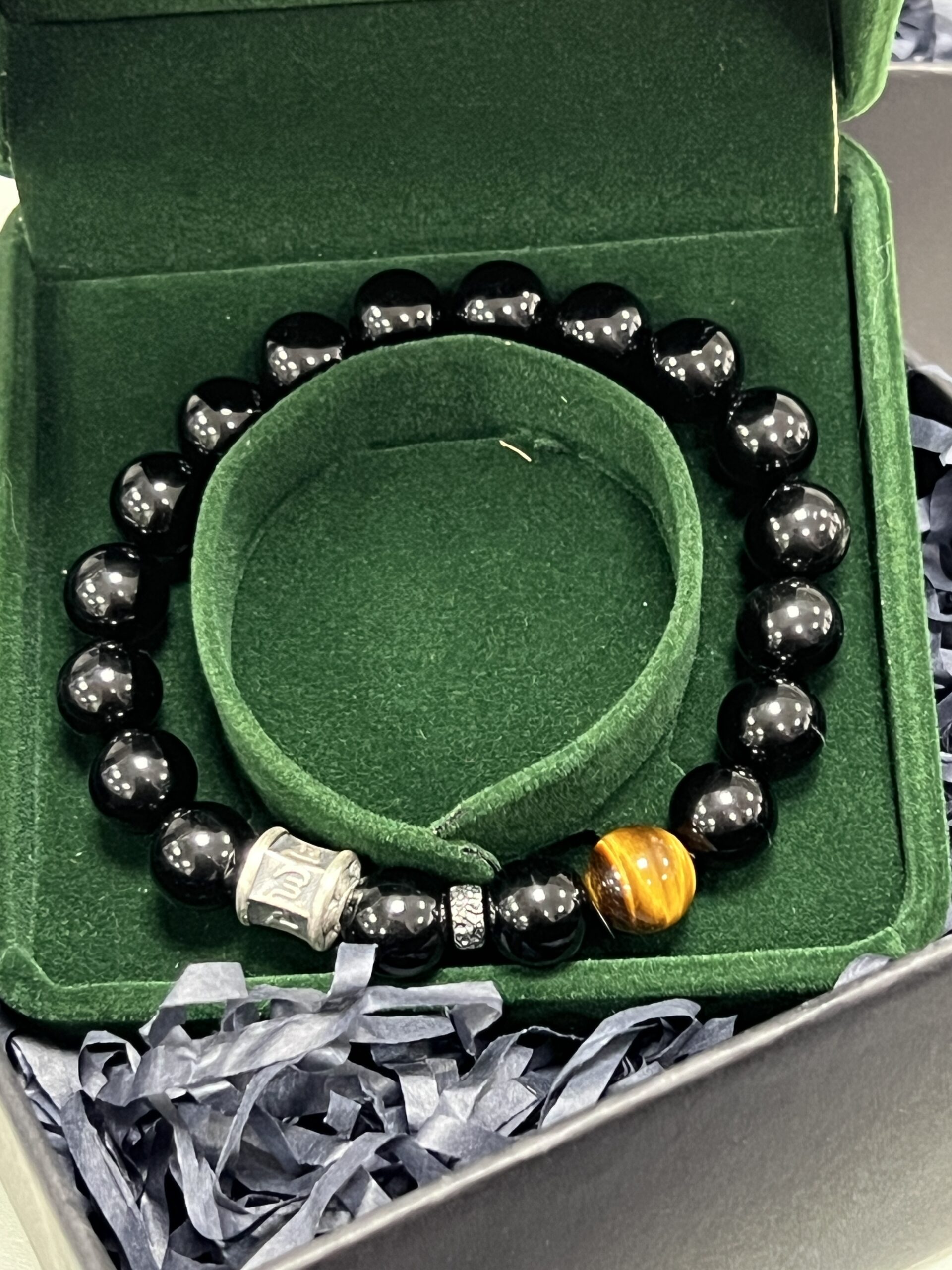 Bracelet Obsidienne et Œil de Tigre – Mystique Harmonie, Argent photo review