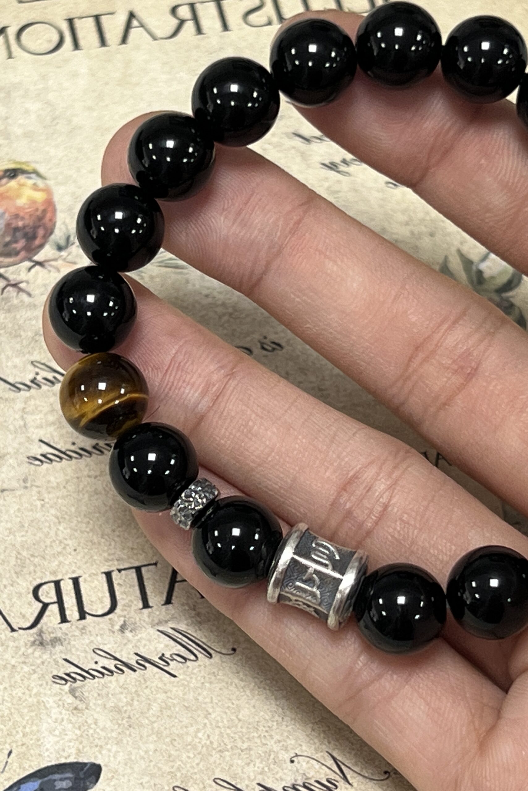 Bracelet Obsidienne et Œil de Tigre – Mystique Harmonie, Argent photo review