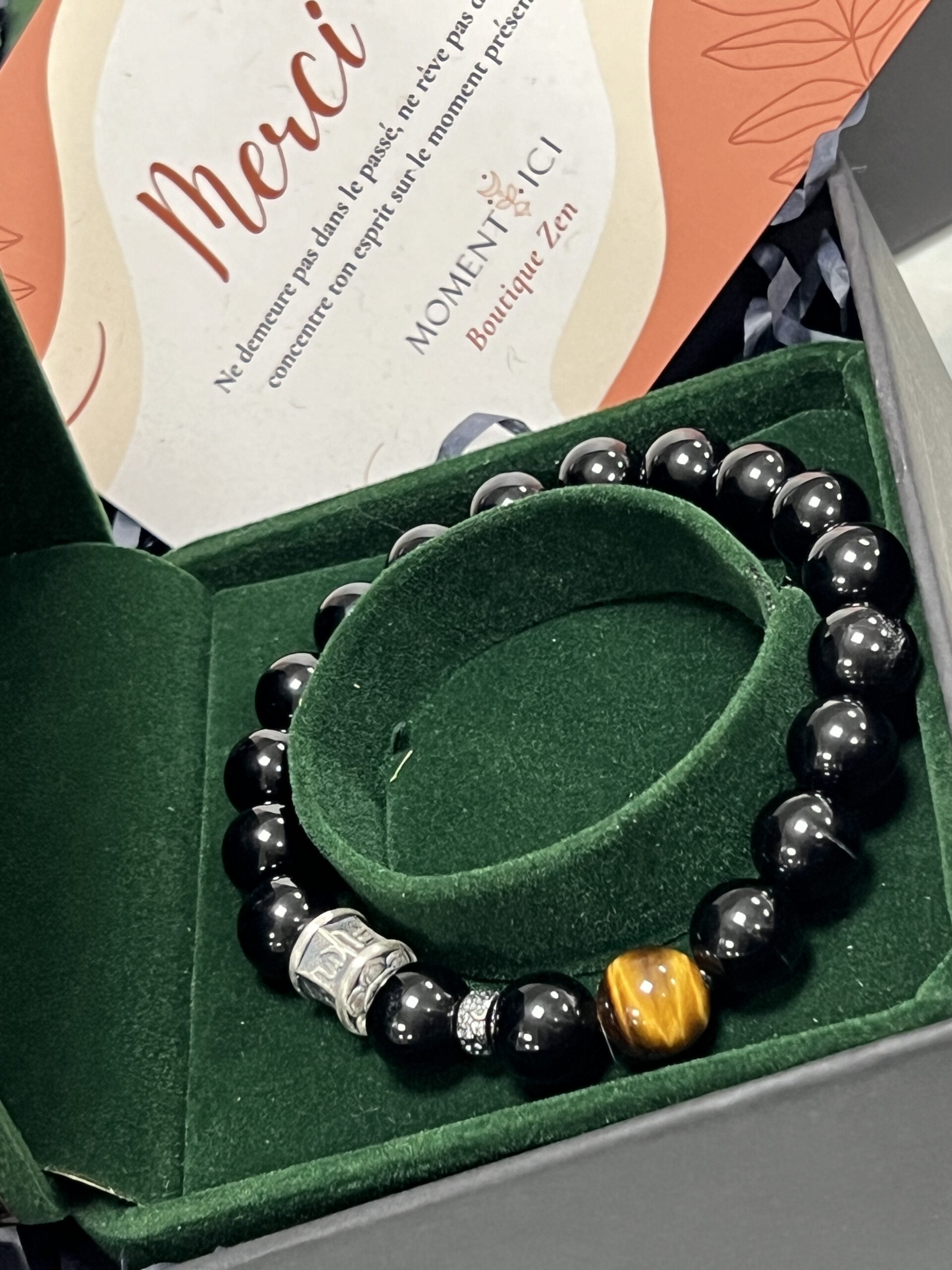 Bracelet Obsidienne et Œil de Tigre – Mystique Harmonie, Argent photo review