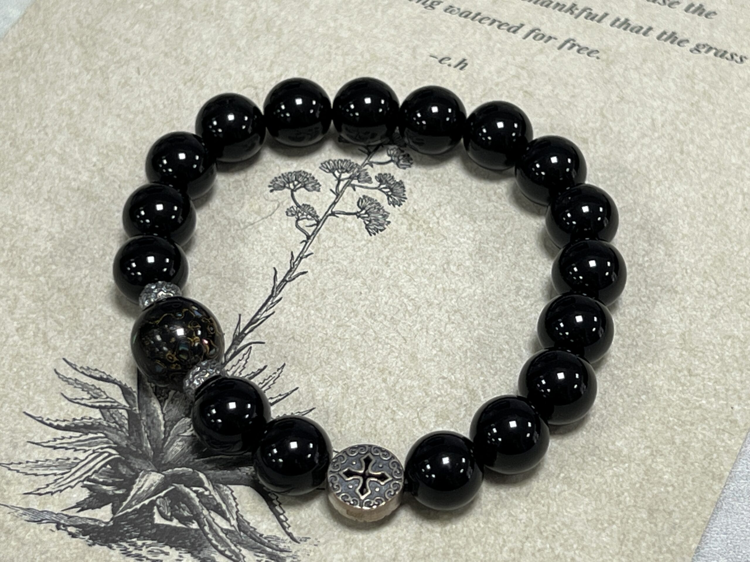 Bracelet Homme Obsidienne – Eclipse Mystique, Argent photo review