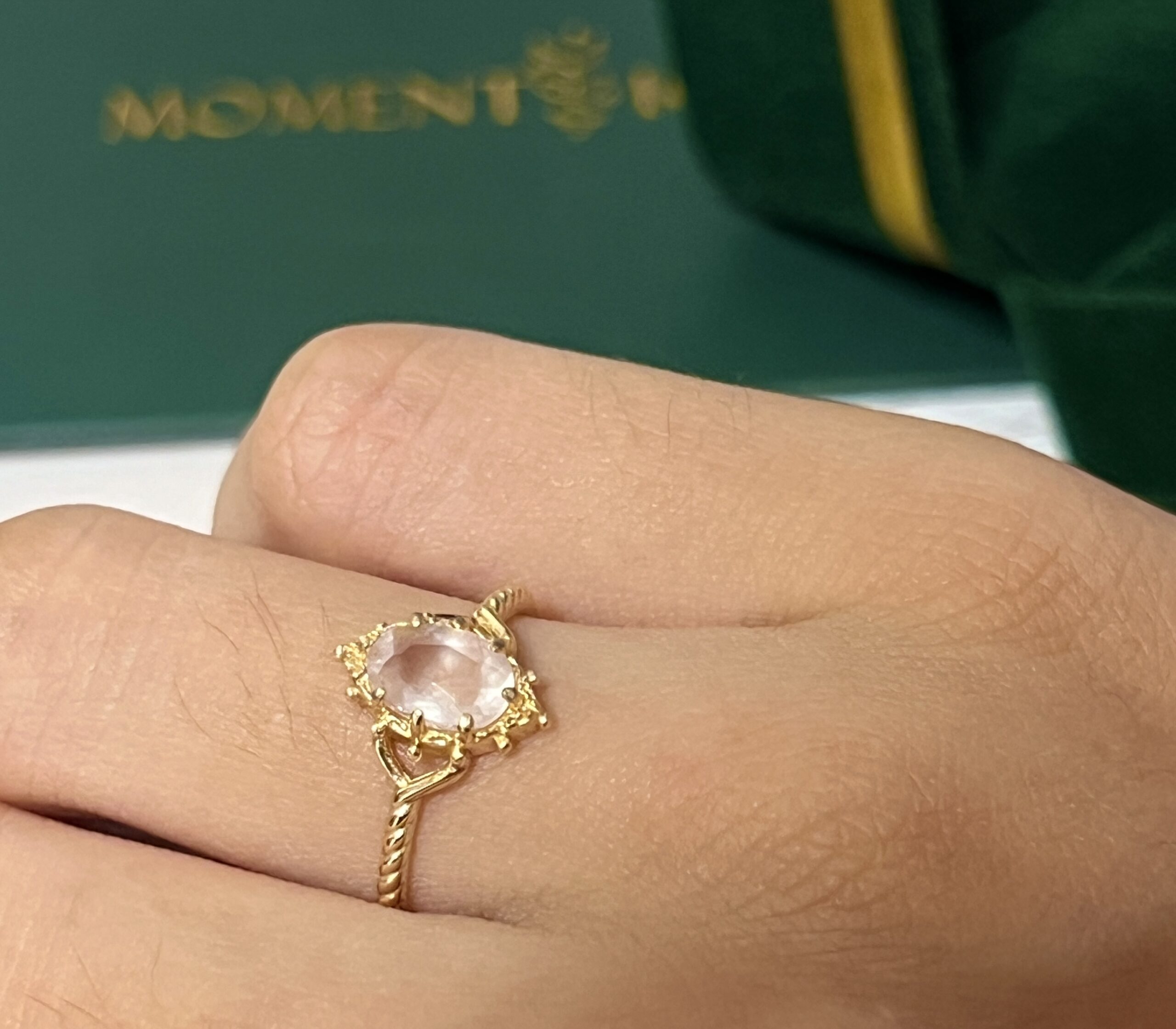 Bague Quartz Rose – Floraison Bulle, Argent Plaqué Or photo review