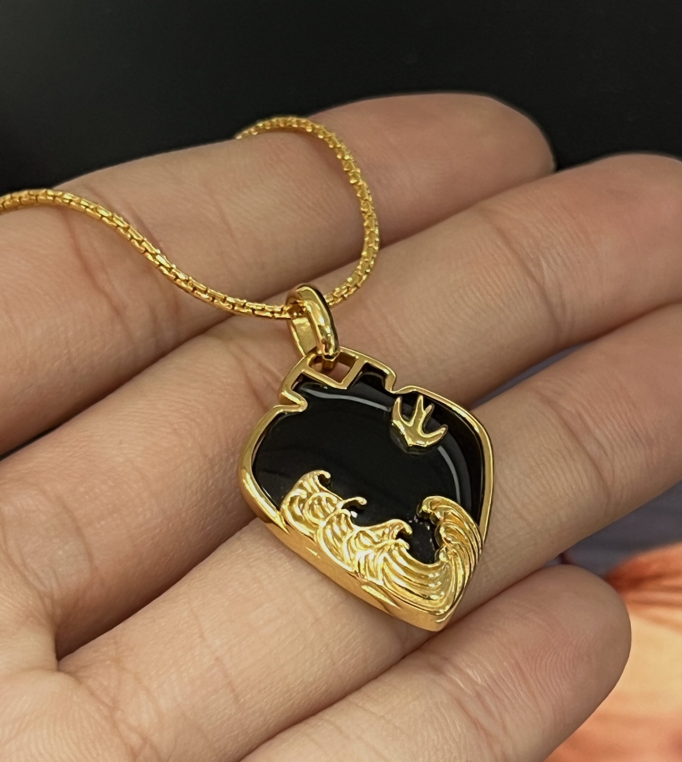 Collier Obsidienne – Cœur Libre, Argent Plaqué Or photo review