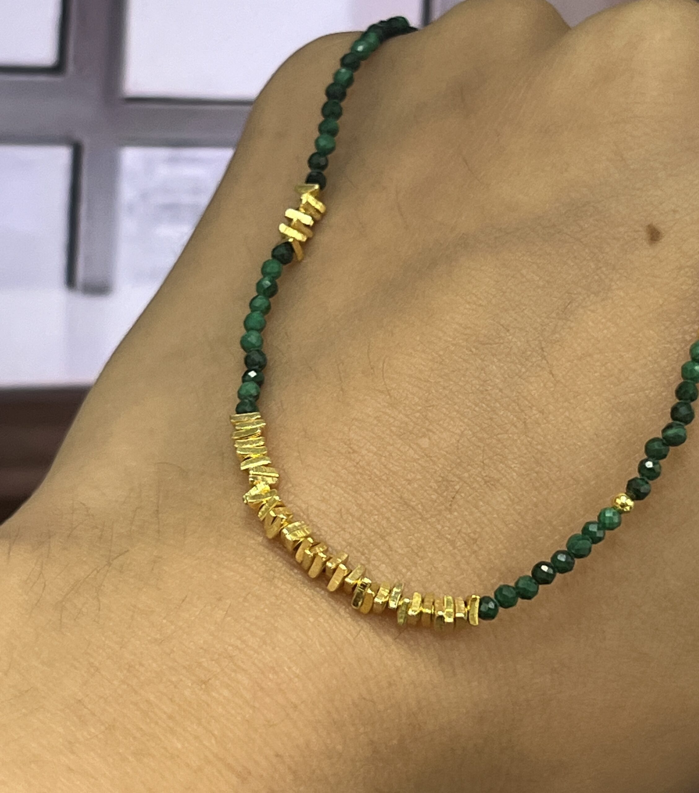 Collier Malachite – Charme Vintage, Argent Plaqué Or photo review