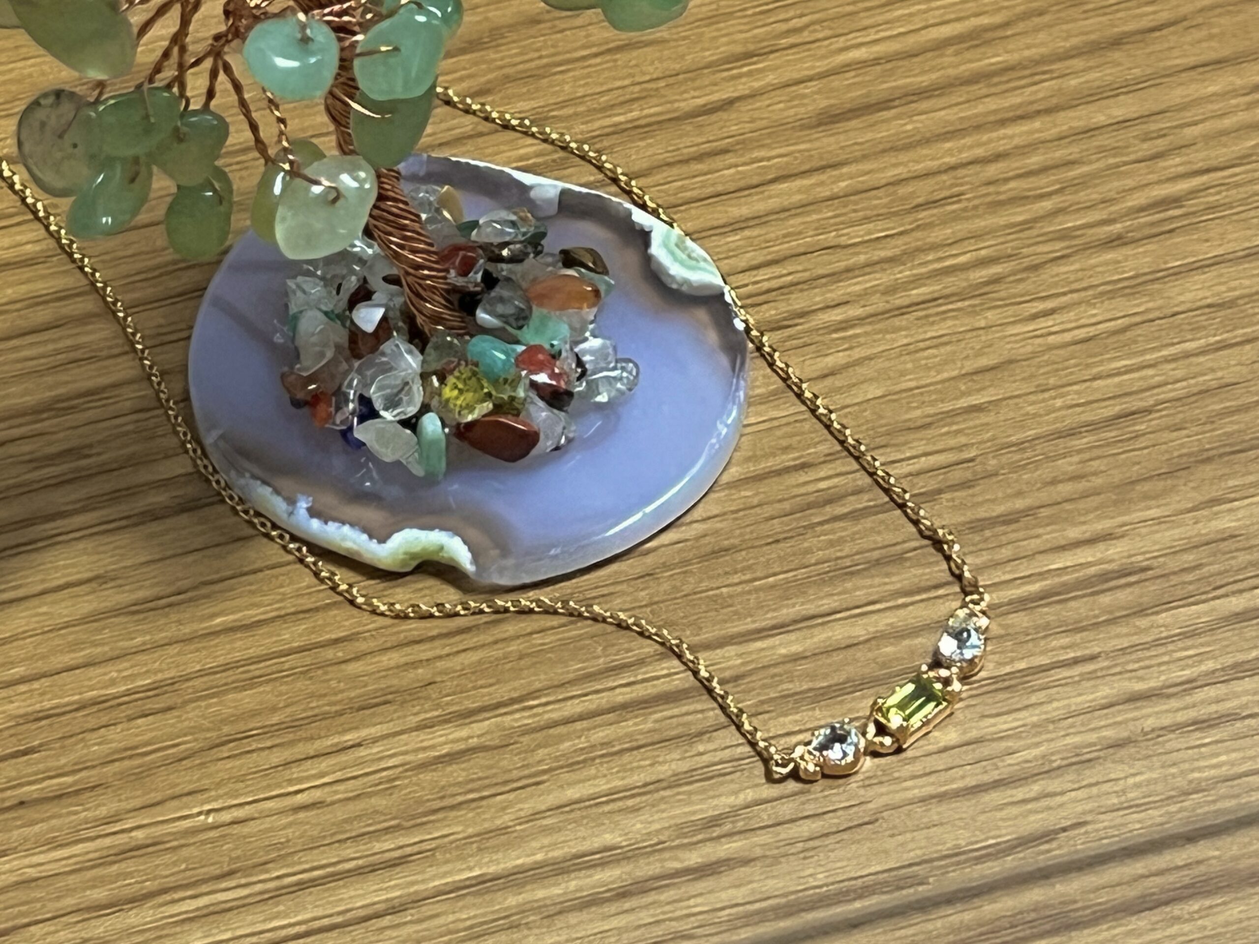 Collier Péridot et Topaze – Géométrie Raffinée, Argent Plaqué Or photo review