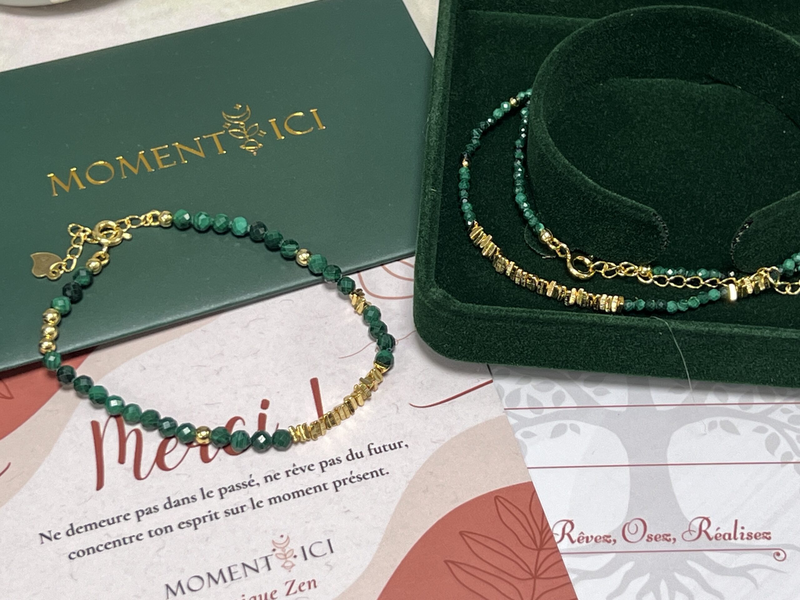 Collier Malachite – Charme Vintage, Argent Plaqué Or photo review