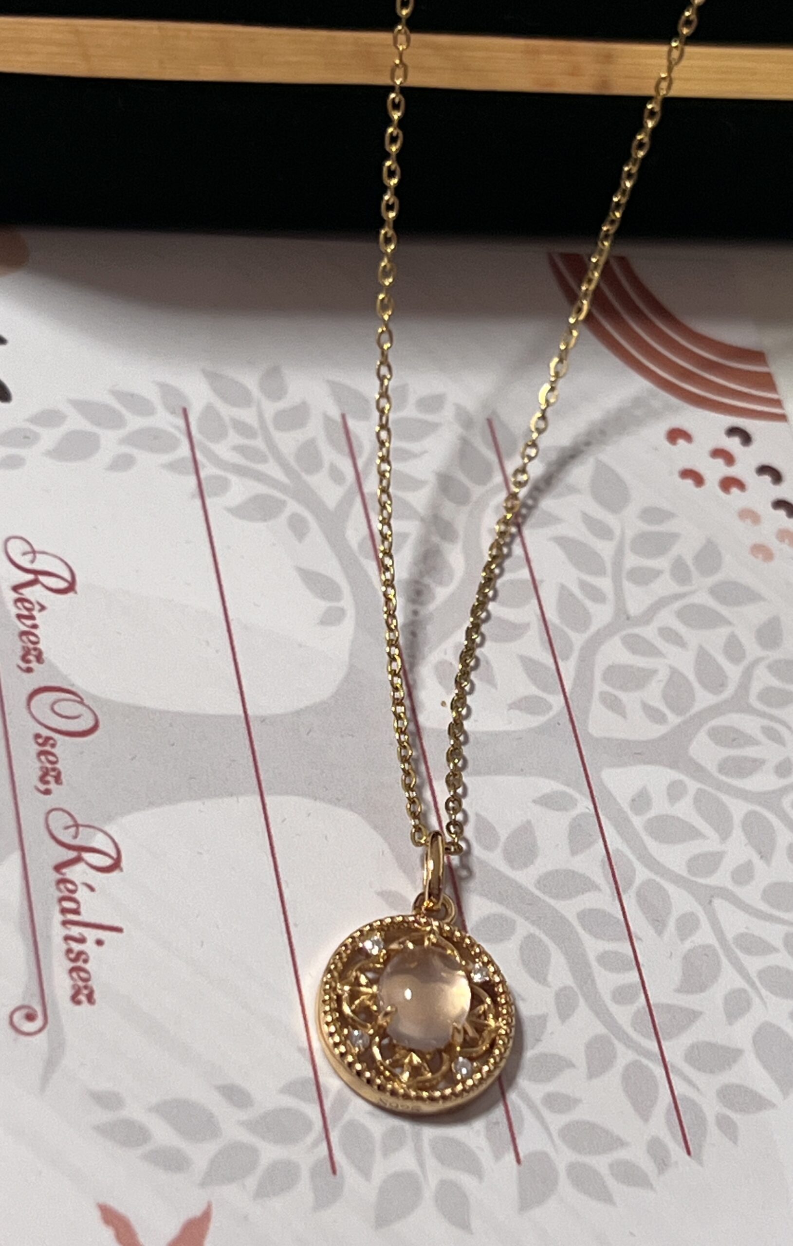 Collier Quartz Rose – Chance, Argent Plaqué Or photo review