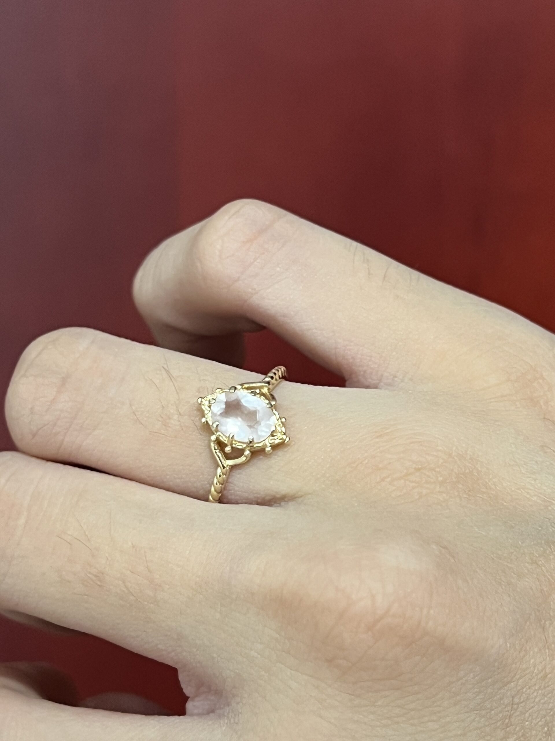 Bague Quartz Rose – Floraison, Argent Plaqué Or photo review