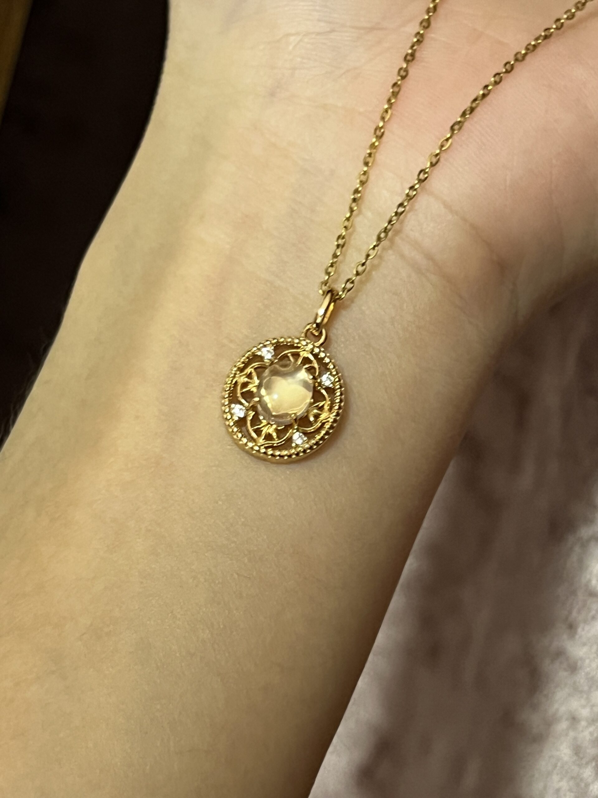 Collier Quartz Rose – Chance, Argent Plaqué Or photo review