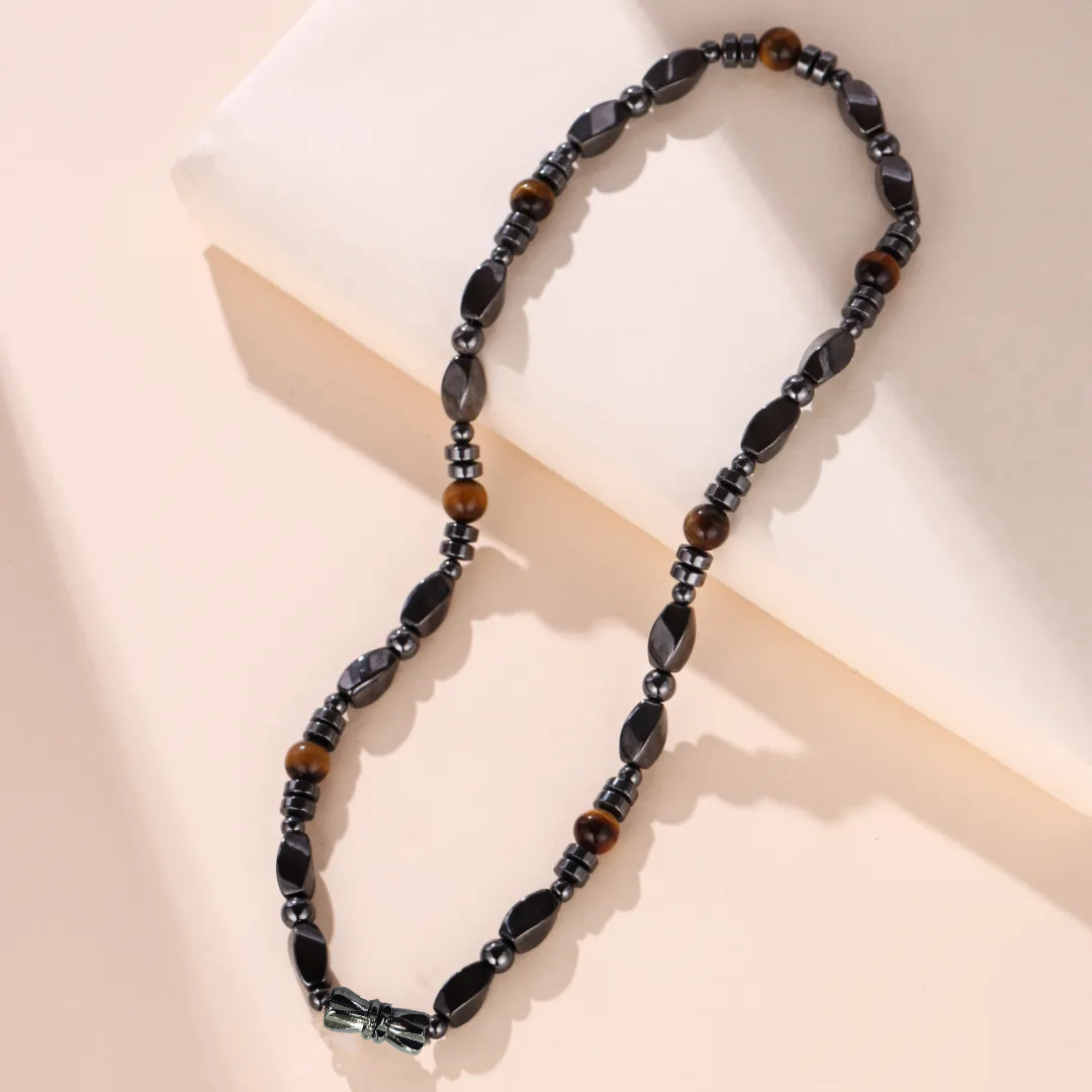 Collier Homme Hématite et Œil de Tigre – Force Sauvage