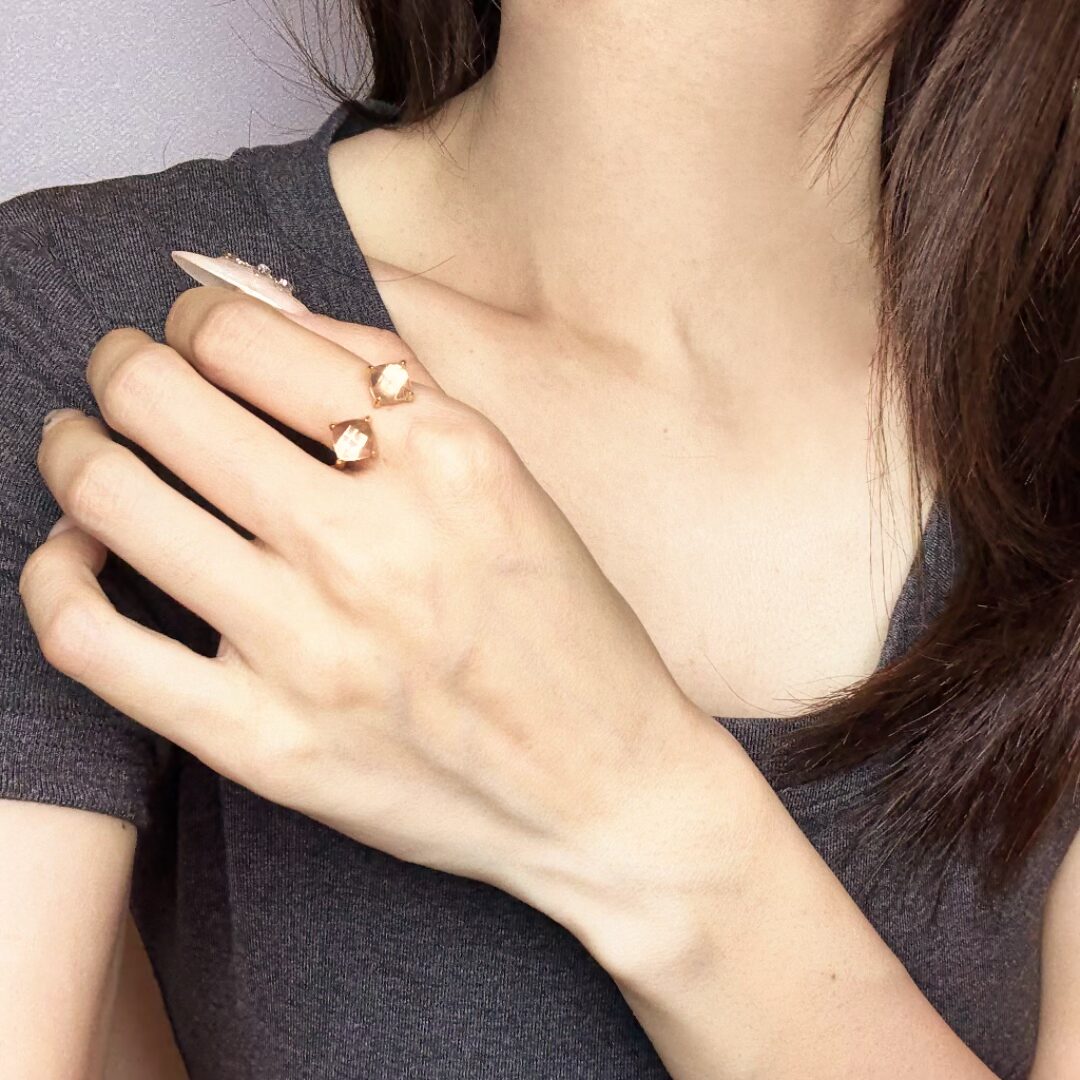 Bague Quartz Rose – Éclat Divin, Argent Plaqué Or
