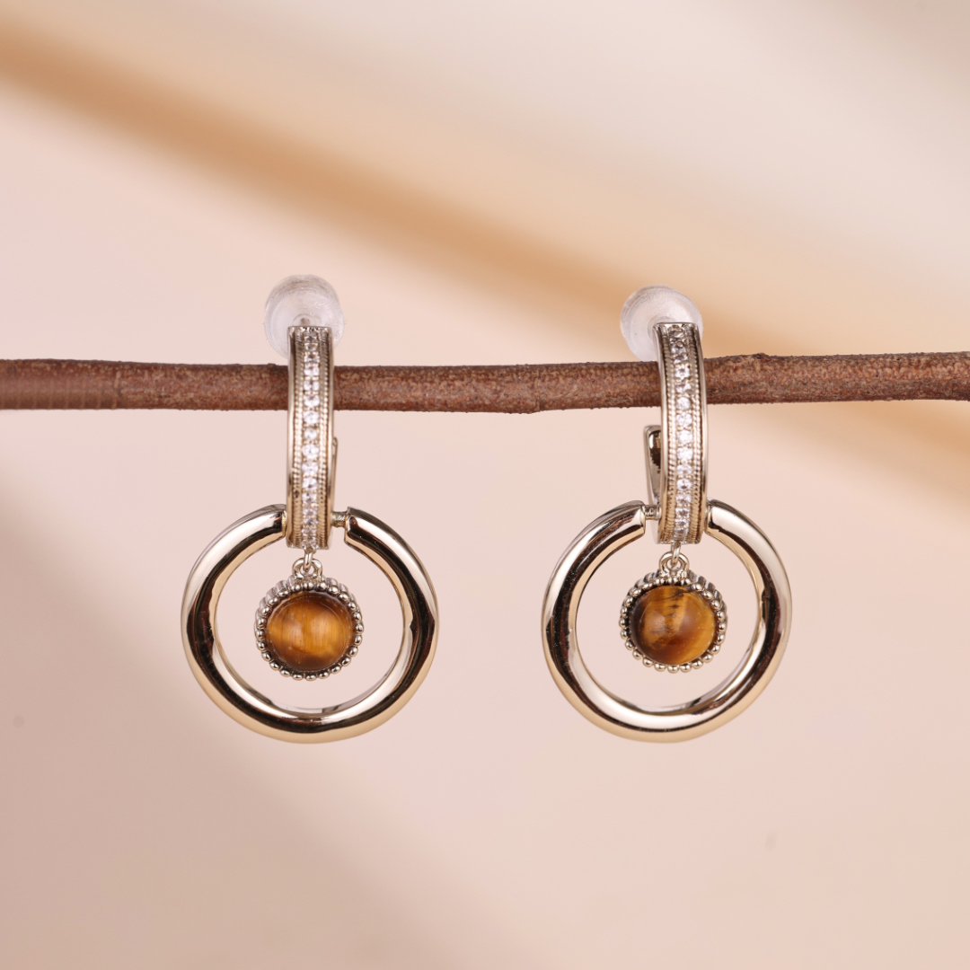 Boucles d'Oreilles Oeil de Tigre – Cercle Café