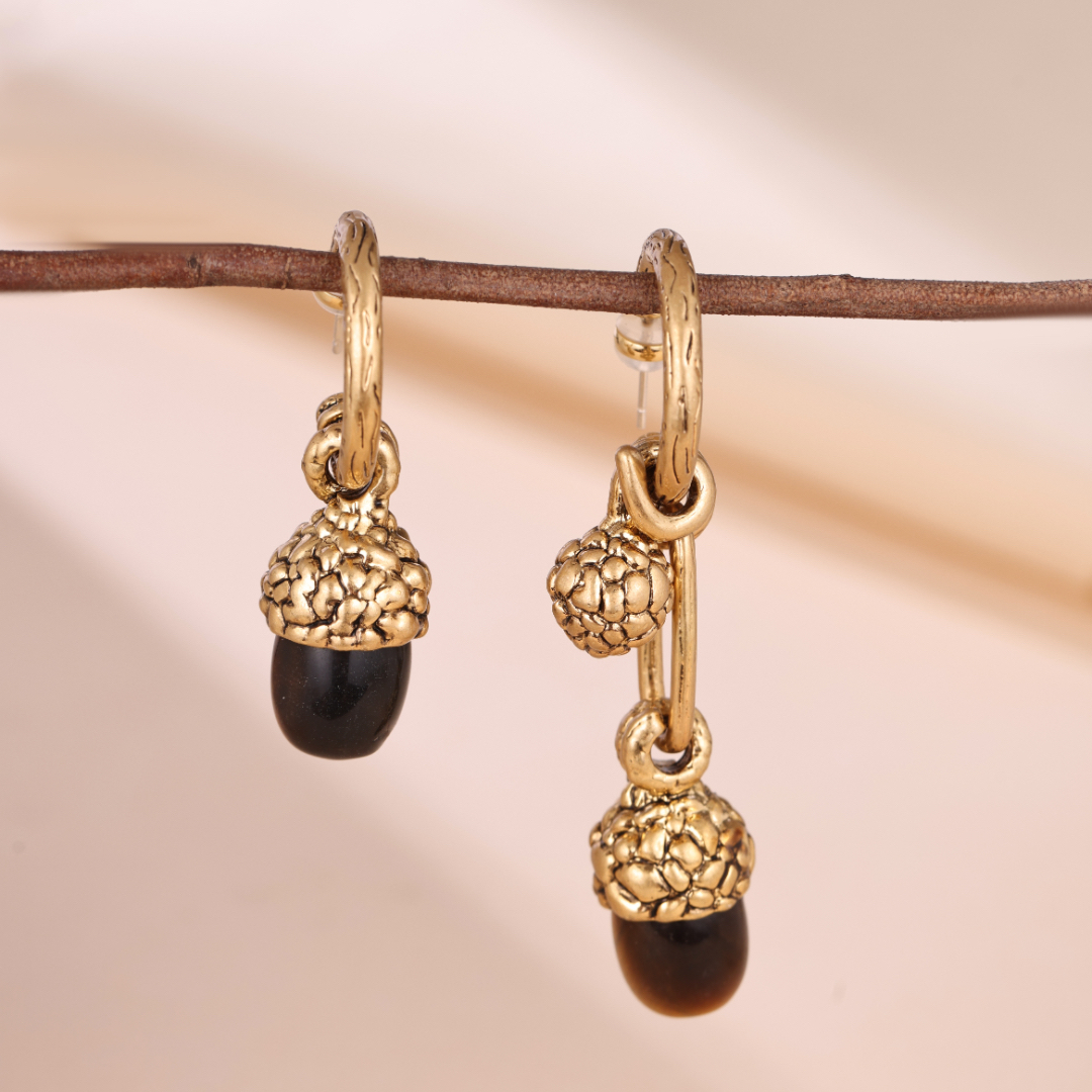 Boucles d'Oreilles Oeil de Tigre – Asymétrie Fauve