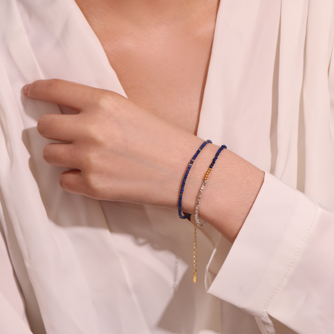 Bracelet Lapis Lazuli – Esthétique Tendre, Argent