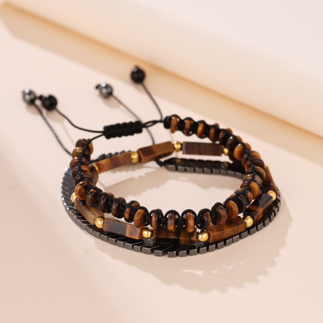 Bracelet Hématite et Oeil de Tigre – Essence Minéral