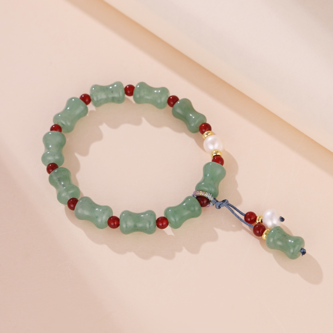 Bracelet Aventurine et Perle – Bambou Émeraude