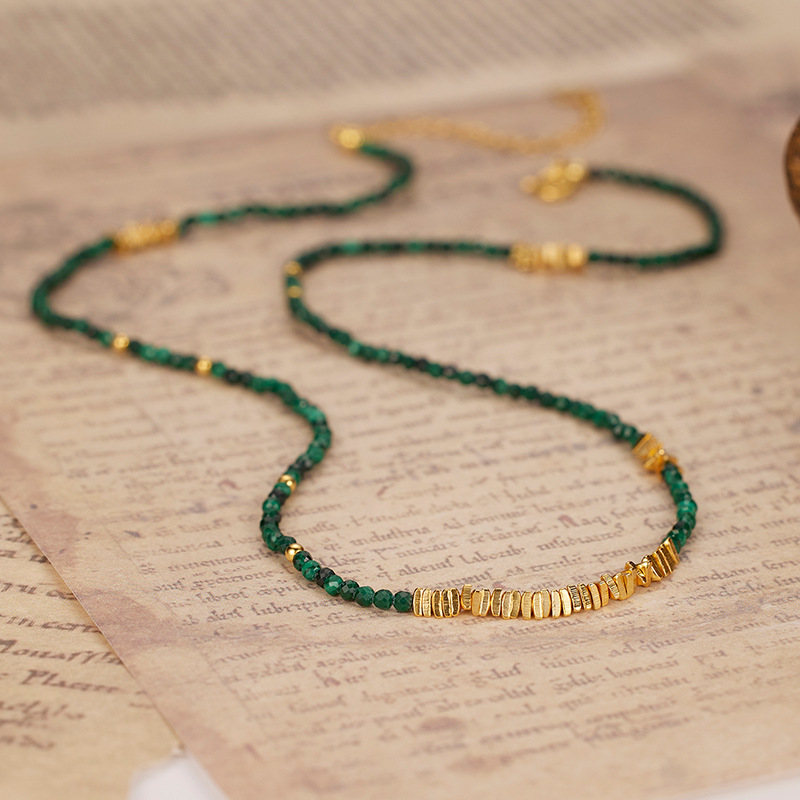 Collier Malachite – Charme Vintage, Argent Plaqué Or photo review