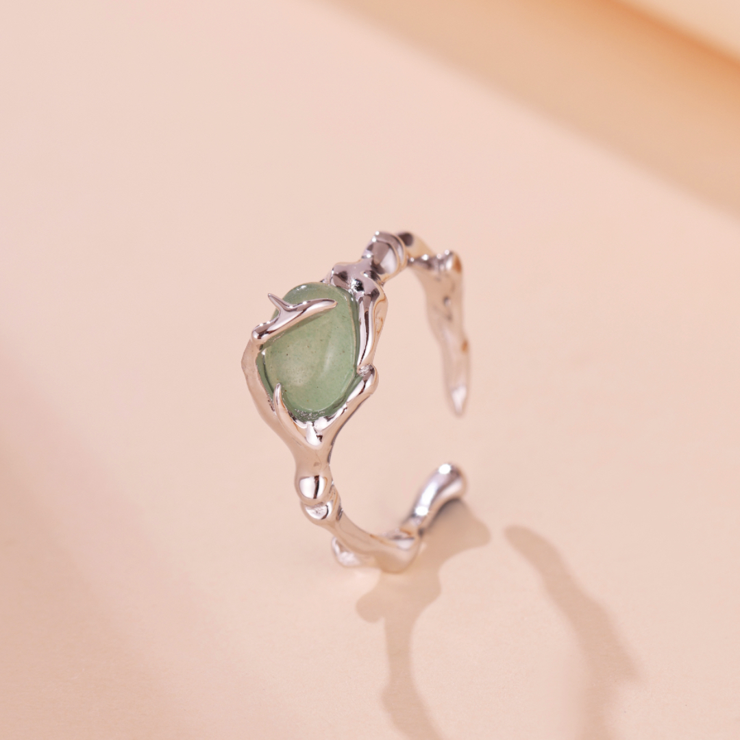 Bague Aventurine – Force du Bambou, Argent