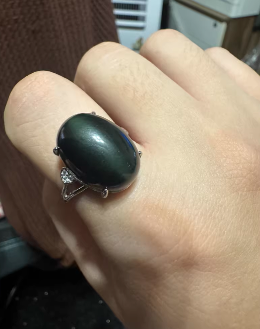 Bague Obsidienne Arc en Ciel – Éclat Céleste, Argent photo review