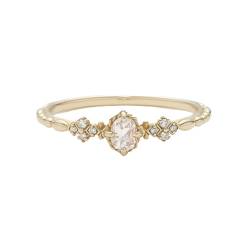 Bague Quartz Rose – Éclat Doux, Argent Plaqué Or