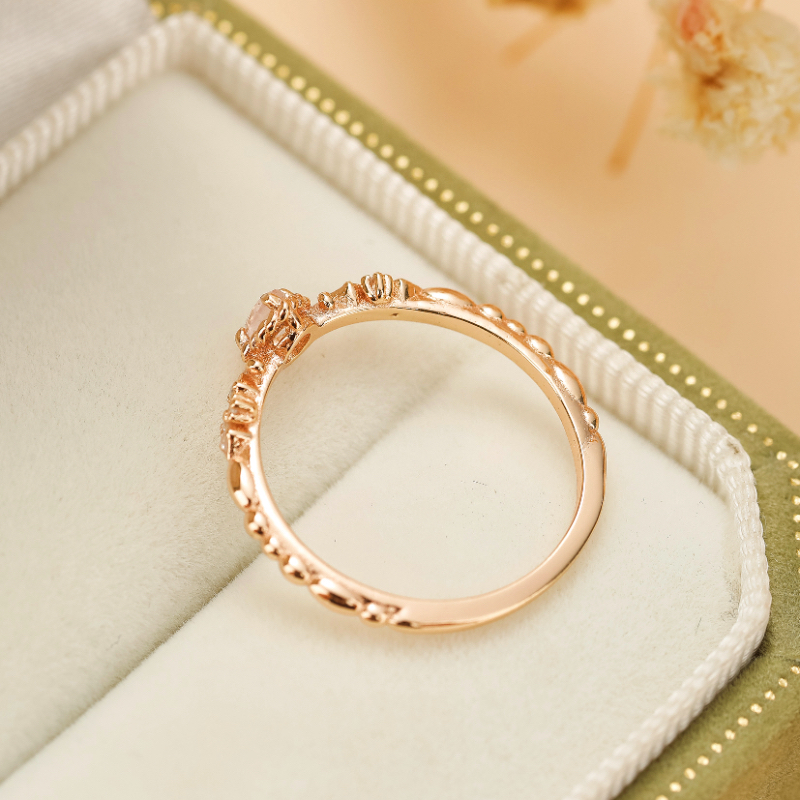 Bague Quartz Rose – Éclat Doux, Argent Plaqué Or