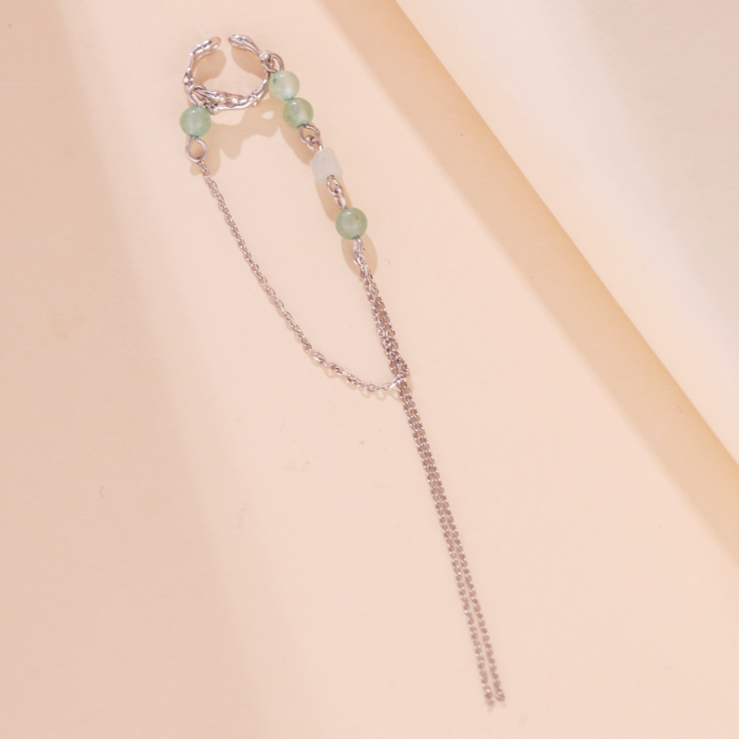 Boucle d'Oreille Aventurine – Force du Bambou, Argent