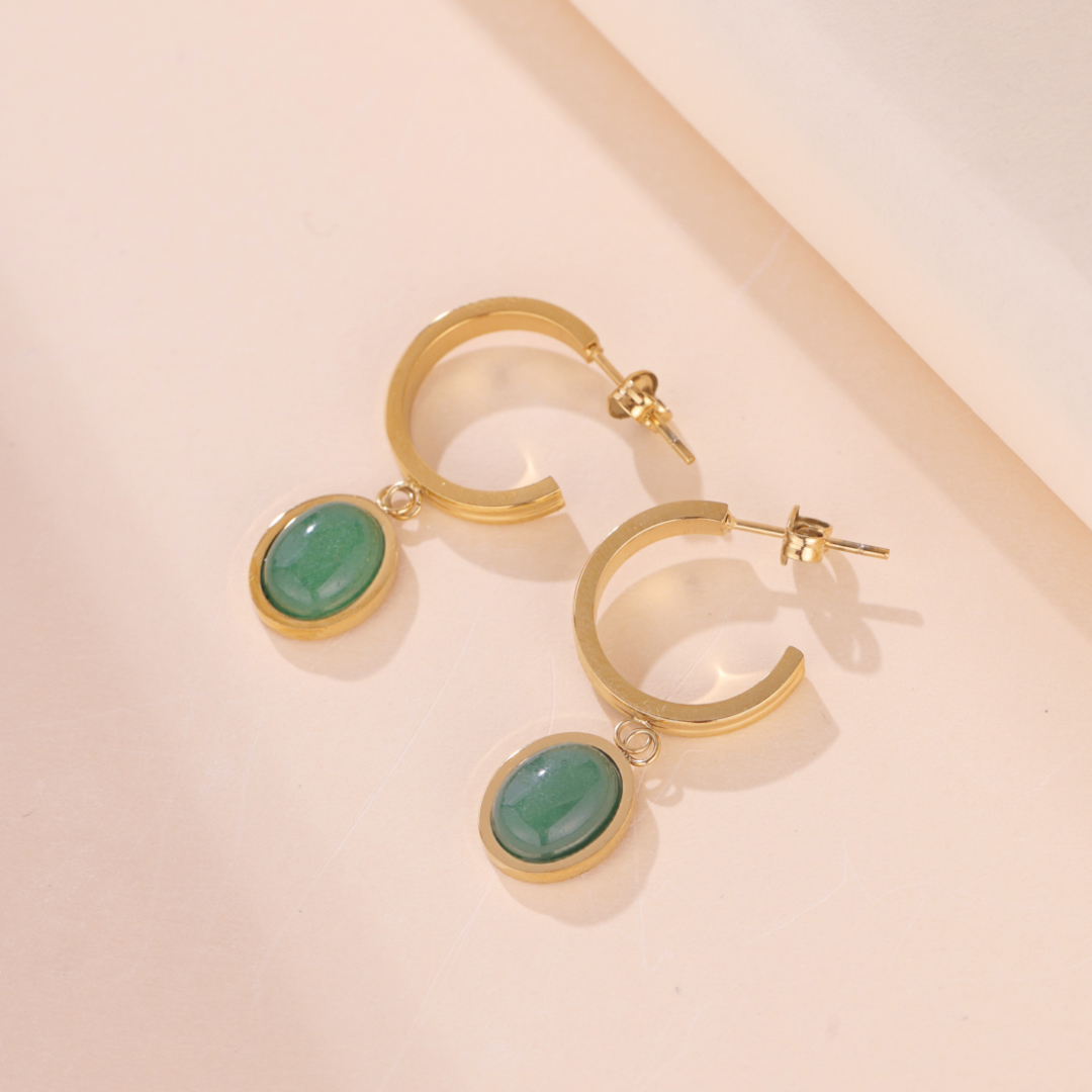 Boucles d'Oreilles Aventurine – Classe Naturelle