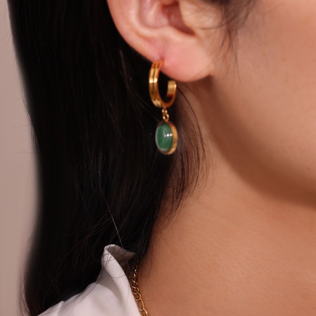 Boucles d'Oreilles Aventurine – Classe Naturelle