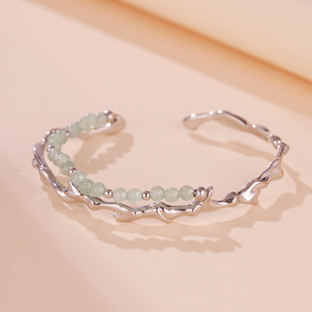 Bracelet Aventurine – Force du Bambou, Argent