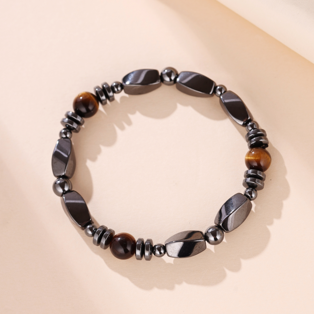 Bracelet Homme Hématite et Œil de Tigre – Force Sauvage