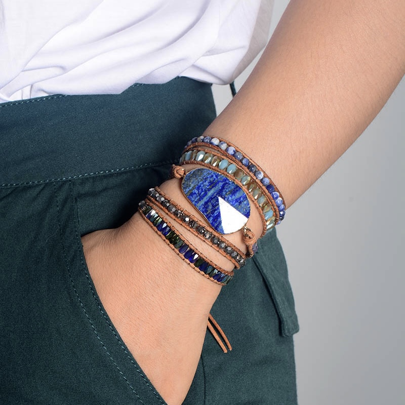 Bracelet Wrap Lapis Lazuli – Énergie Céleste