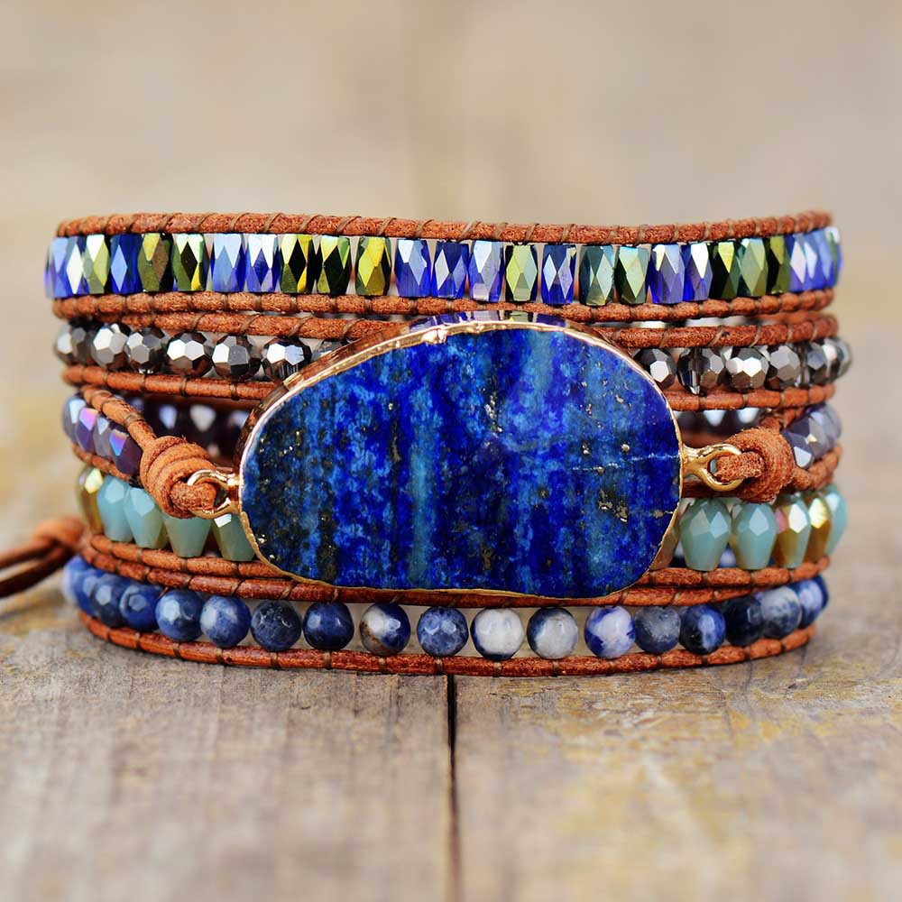 Bracelet Wrap Lapis Lazuli – Énergie Céleste