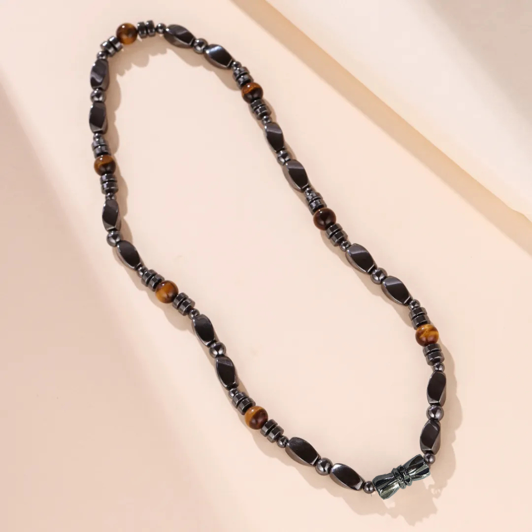 Collier Homme Hématite et Œil de Tigre – Force Sauvage