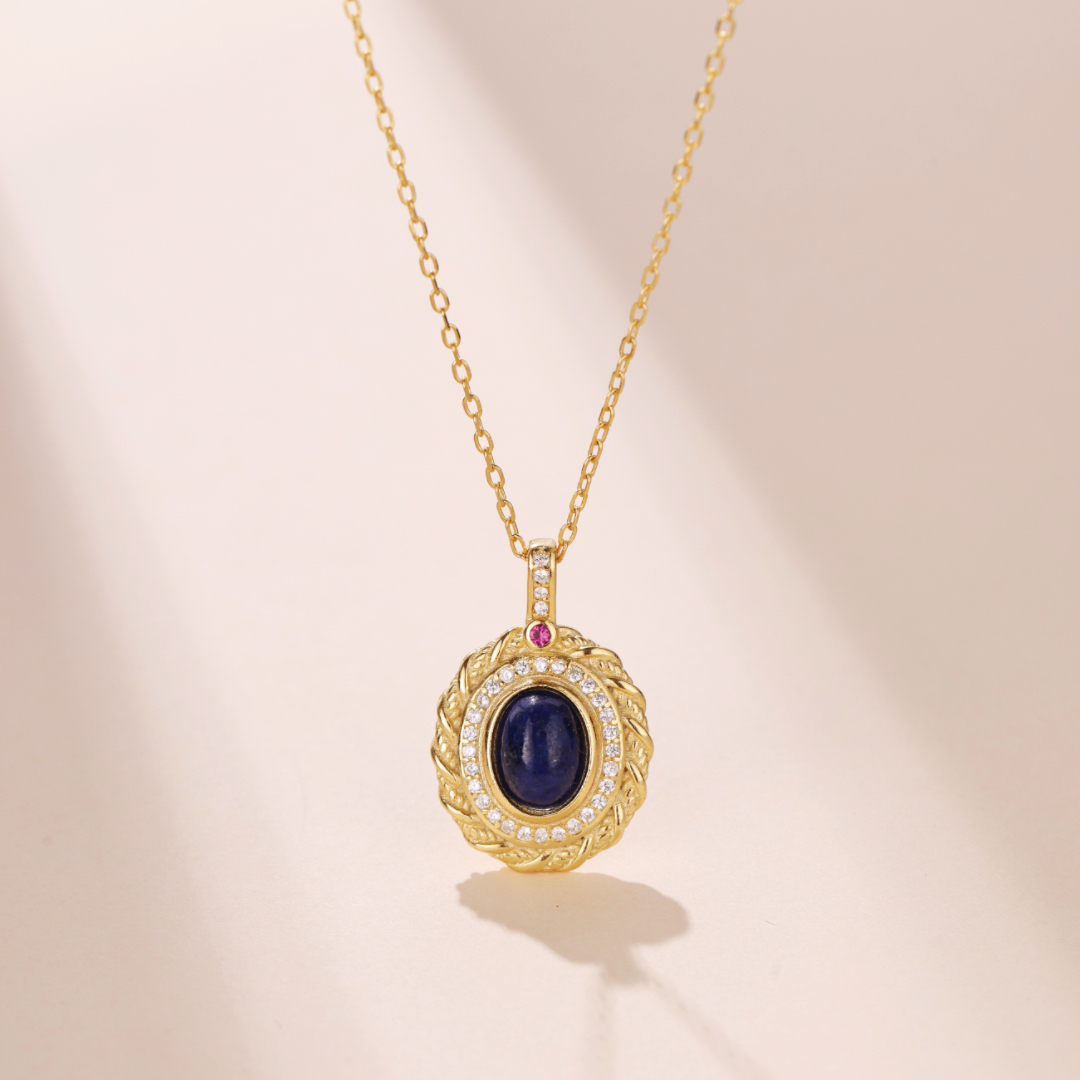 Collier Lapis Lazuli – Élégance, Argent Plaqué Or