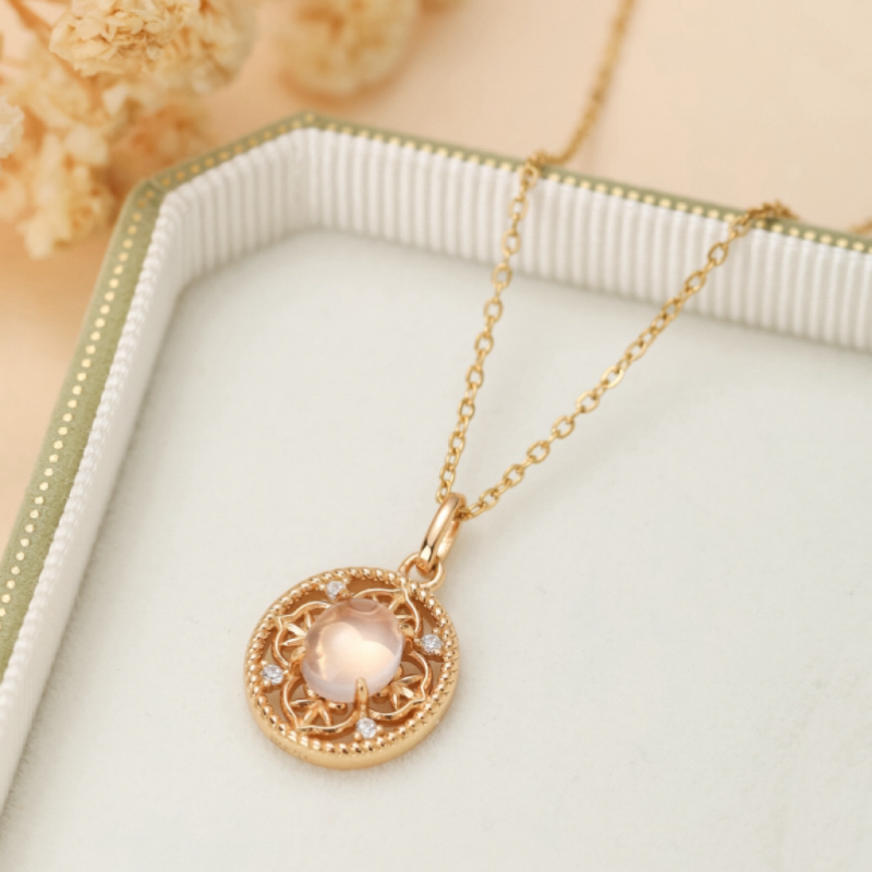 Collier Quartz Rose – Chance, Argent Plaqué Or