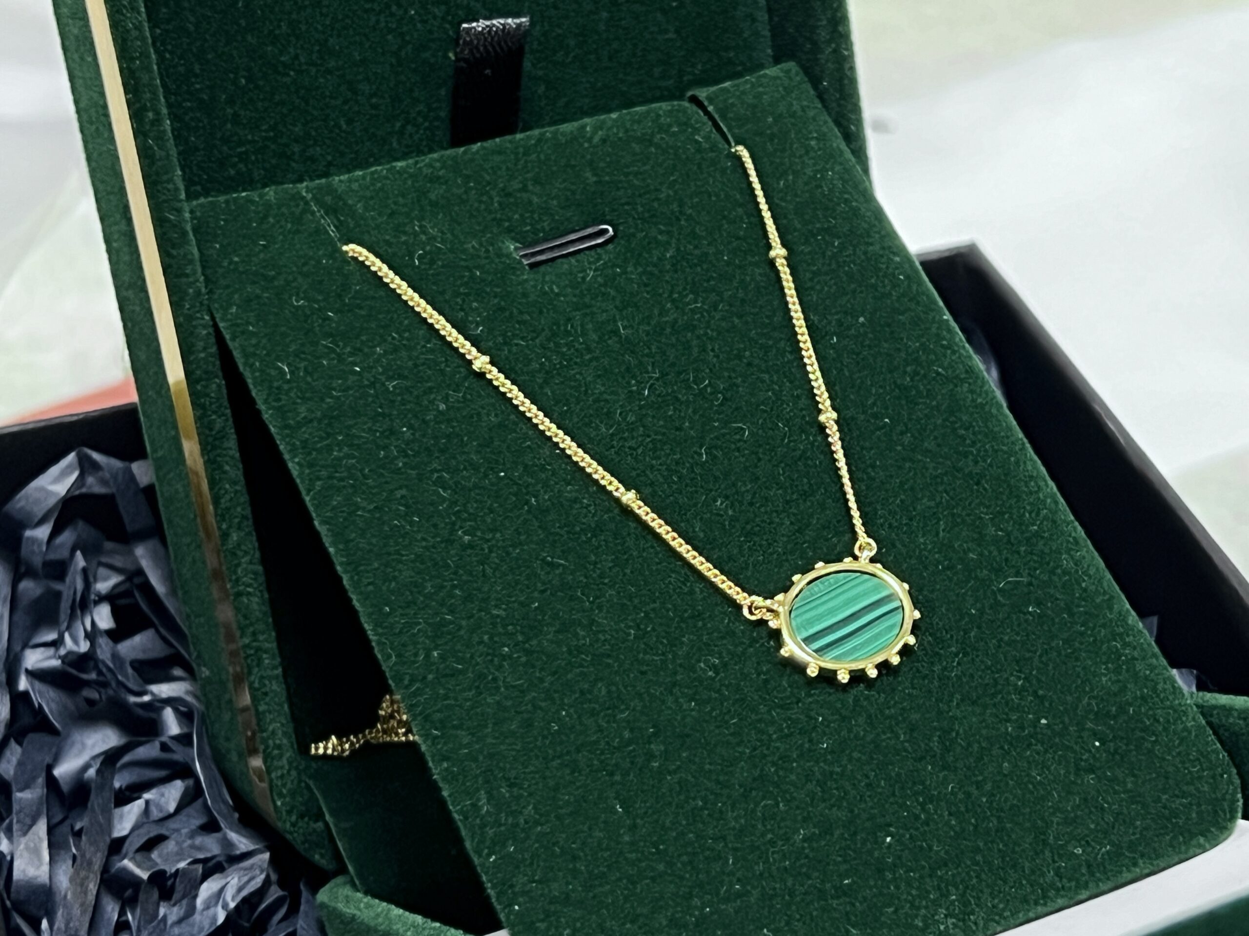 Collier Malachite et Lapis Lazuli – Ovale Majestueux, Argent Plaqué Or photo review