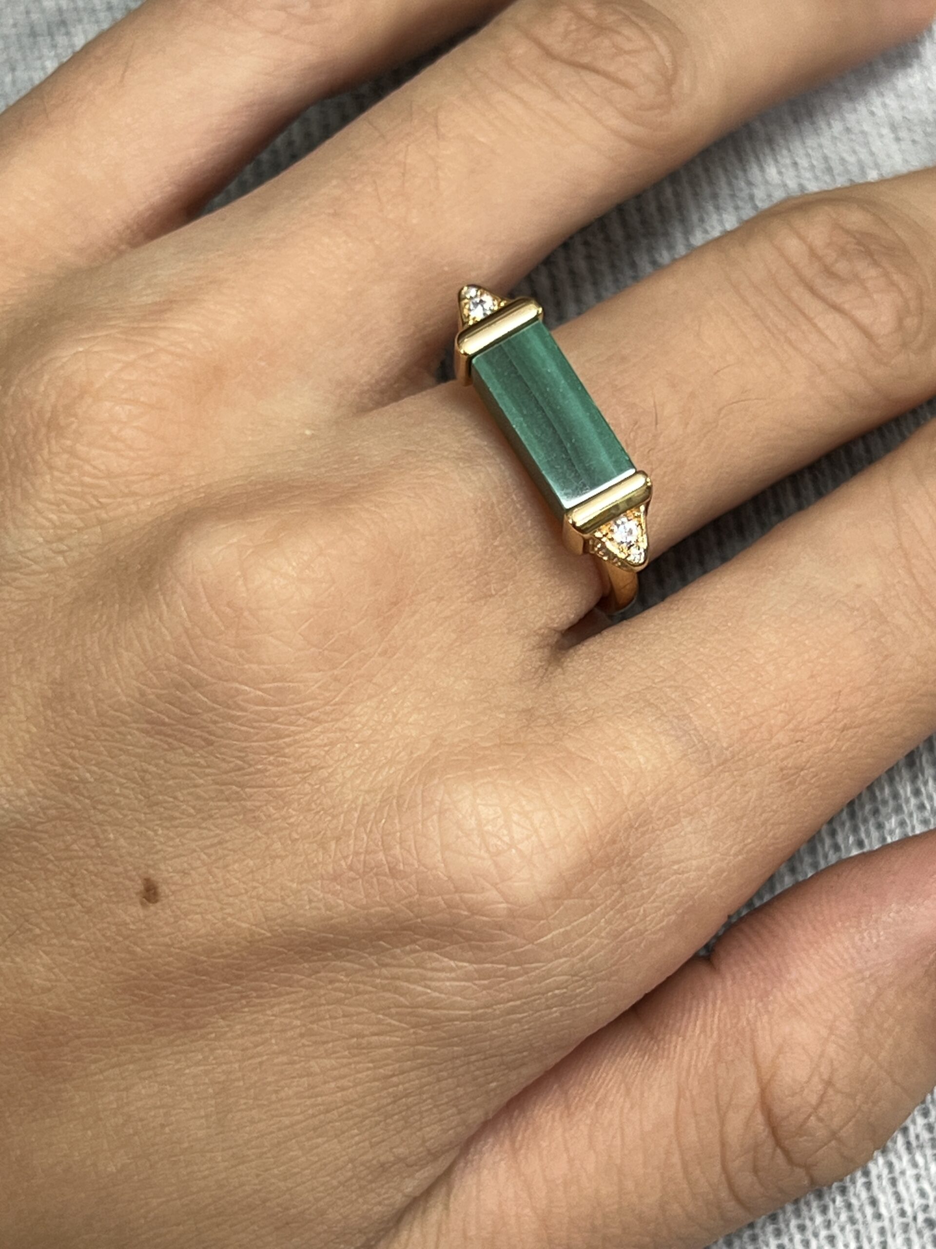 Bague Malachite – Souffle de Sérénité, Argent Plaqué Or photo review