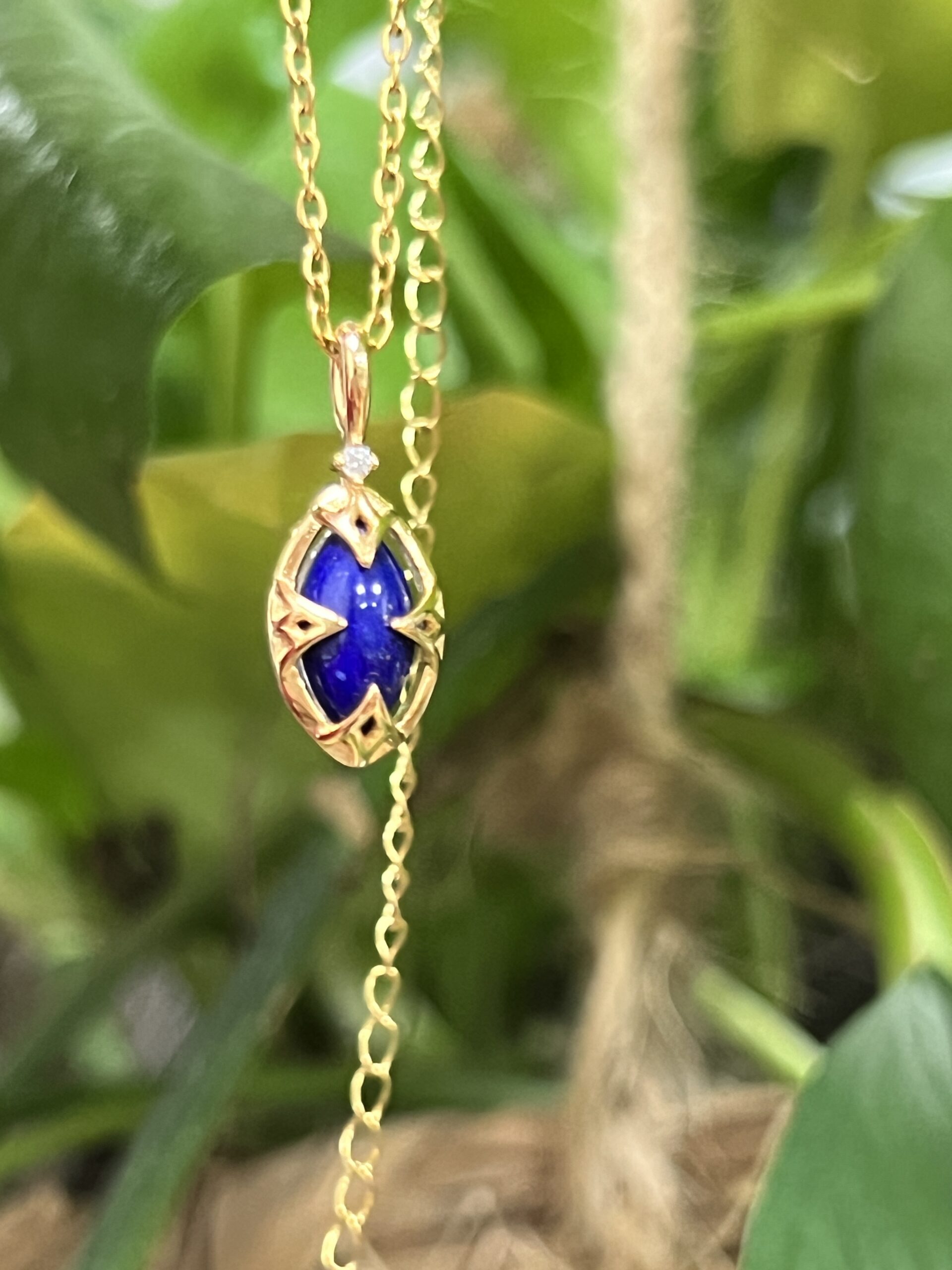 Collier Lapis Lazuli et Quartz Clair – Étoile du Matin, Argent Plaqué Or photo review