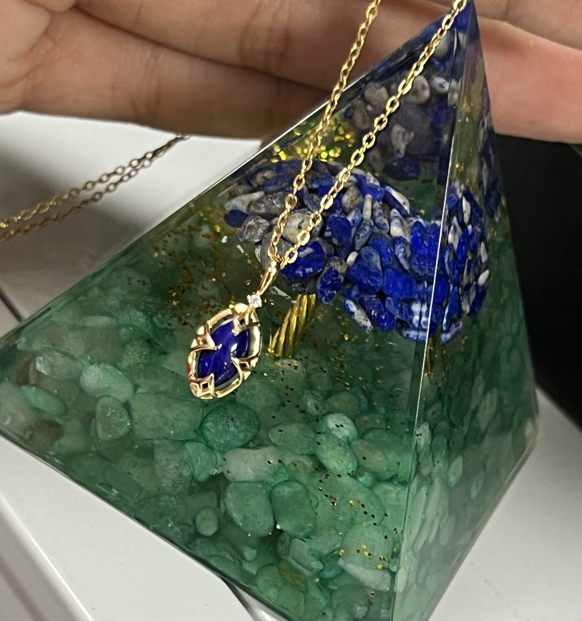 Collier Lapis Lazuli et Quartz Clair – Étoile du Matin, Argent Plaqué Or photo review